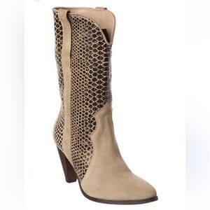 NEW FREE PEOPLE women's feather heel boot in beige sz 10
